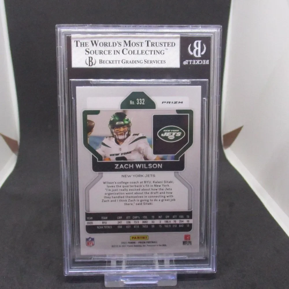 2021 Prizm Football Zach Wilson Pink BGS 8 #332 Jets Rookie RC - Picture 2 of 4
